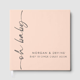 Oh Baby Pale Peach Baby Shower Guest Book Gästebuch