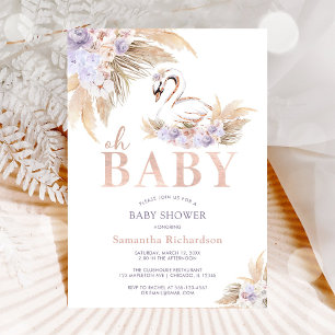 Oh Baby Pampas Gans Baby Shower Einladung