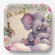 Oh Baby Papier Teller, Elefant und sonnig