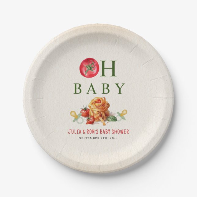 Oh Baby Pasta & Schnullers Babydusche Pappteller (Vorderseite)
