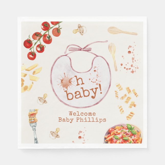 Oh Baby Pasta & Schnullers Pink Girl Baby Dusche Serviette (Vorderseite)