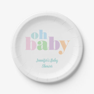 Oh Baby   Pastel Aquamarin Moderne Babydusche Pappteller