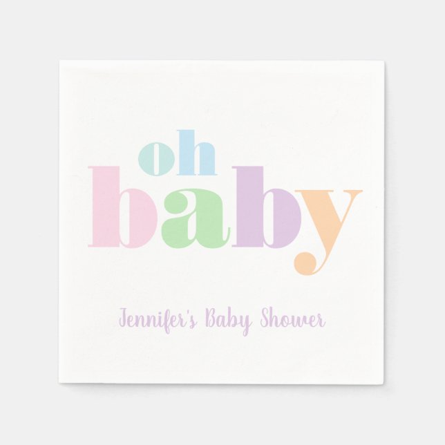 Oh Baby Pastel Minimal Moderne Babydusche Serviette (Vorderseite)