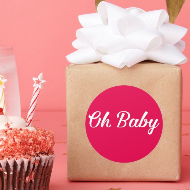 Oh Baby Personalisiert Pink Girly Girl Runder Aufkleber (Party)