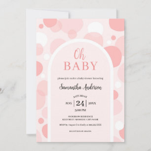 Oh Baby pink arch Polka Dots Girl Baby Dusche Einladung