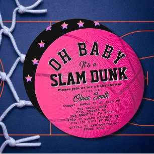 Oh Baby Pink Basketball Mädchen Baby Shower Kreis Einladung