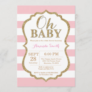 Oh Baby Pink et Gold Baby shower Invitation