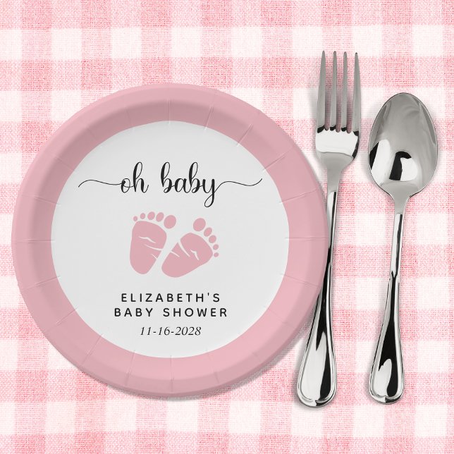 Oh Baby Pink Feet Baby Girl Dusche Pappteller (Von Creator hochgeladen)