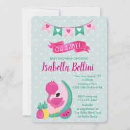 Oh baby Pink Flamingo Baby Dusche Einladung