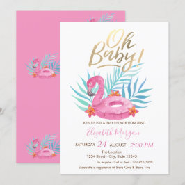 Oh Baby Pink Flamingo Palm Blätter Babydusche Einladung