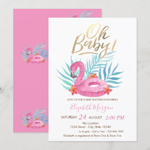 Oh Baby Pink Flamingo Palm Blätter Babydusche Einladung