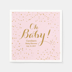 Oh, Baby! Pink & Gold Confetti Babydusche Napkins Serviette
