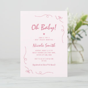 Oh Baby Pink Hand gezogene französische Girl Baby  Einladung