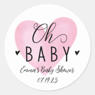 Oh Baby Pink Heart Baby Shocker Runder Aufkleber