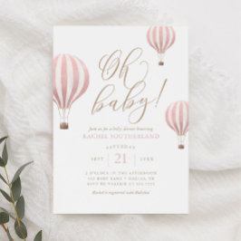 Oh Baby Pink Hot Air Balloon Baby Shower Invitatio Einladung