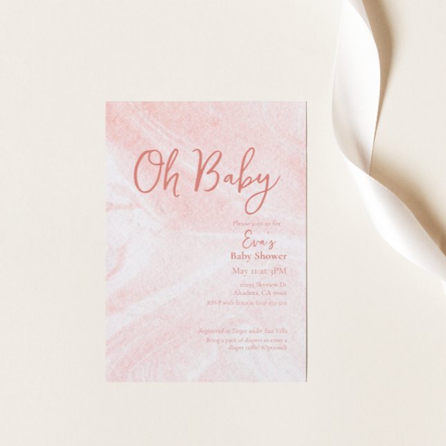 Oh Baby Pink Marble Girl Dusche Einladung (Von Creator hochgeladen)