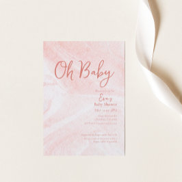 Oh Baby Pink Marble Girl Invitation Baby shower