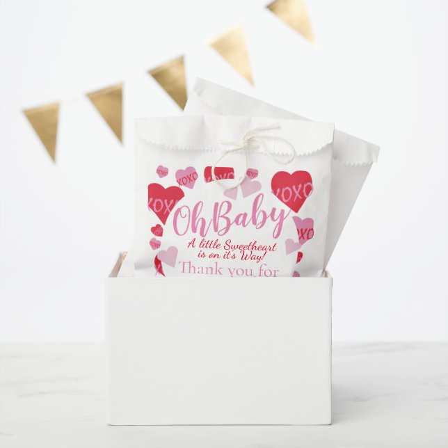 Oh Baby Pink Red Sweethearst Baby Dusche Weiß Geschenktütchen (Party)