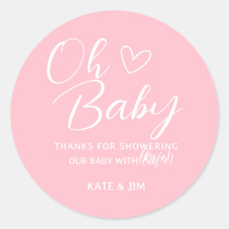 Oh Baby Pink Simple Girl Baby Dusche Danke Runder Aufkleber