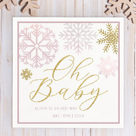 Oh Baby Pink Snowflake Dusche Napkins Serviette