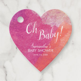 Oh Baby! Pink Watercolor Babydusche Geschenkanhänger