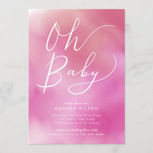 Oh Baby Pink Watercolor Ombre Babydusche Einladung