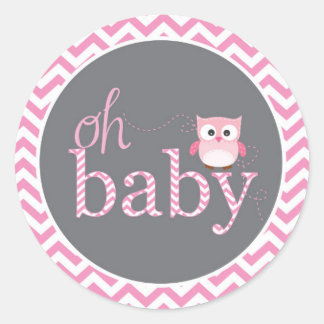 Oh Baby Pink Zickzack Eule-Aufkleber Runder Aufkleber