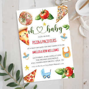 Oh Baby Pizza + Schnuller Babyparty-Einladung Einladung
