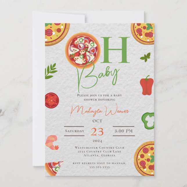 Oh Baby Pizza Schnullers chic Baby Shower Einladun Einladung (Vorderseite)