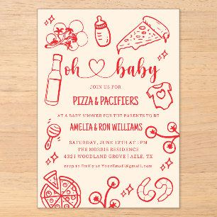 Oh Baby Pizza + Tétines Invitation à la Baby Showe