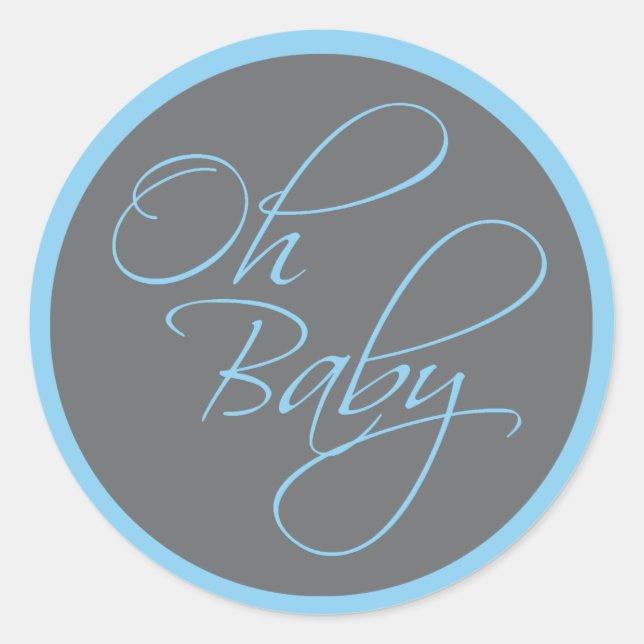 Oh Baby Posh Baby Dusche für Junge Runder Aufkleber (Vorderseite)