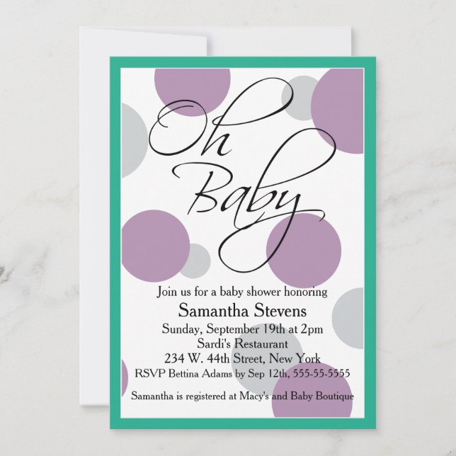 Oh Baby Posh Gender Neutral Baby Dusche Einladung (Vorderseite)