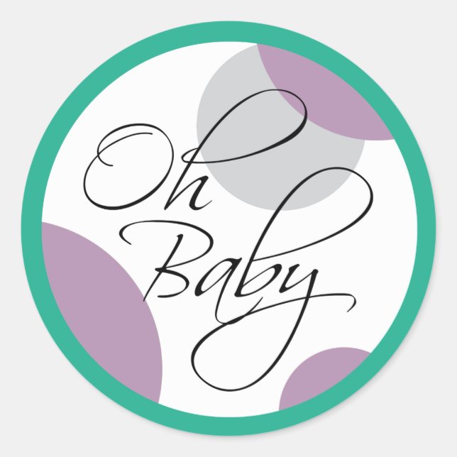 Oh Baby Posh Gender Neutral Baby Dusche Runder Aufkleber (Vorderseite)