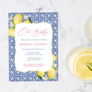 Oh Baby Positano Lemons Pink Girl Baby Dusche Einladung