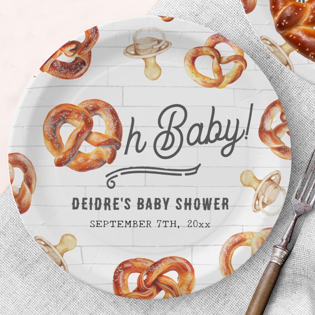 Oh Baby Pretzels & Schnullers Baby Dusche Willkomm Pappteller (Von Creator hochgeladen)