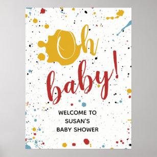 Oh Baby primäre Paint Spritzer Neutral Baby Dusche Poster