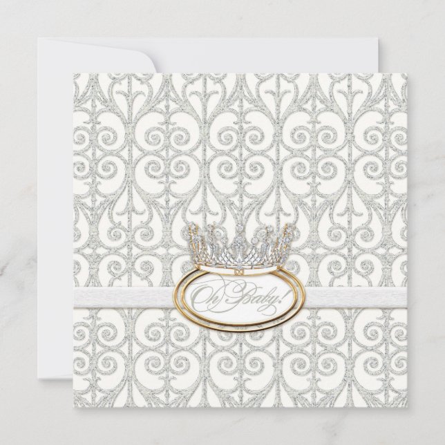 Oh Baby, Princess Crown Girl Shower Einladung (Vorderseite)