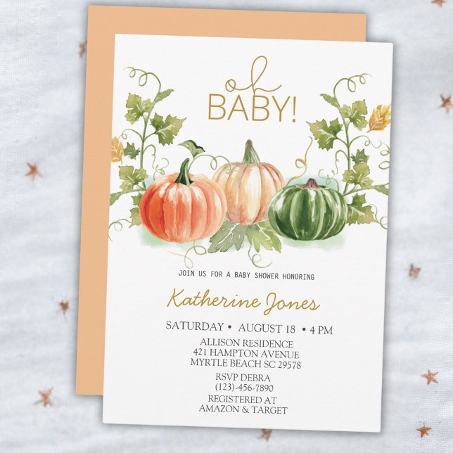 Oh Baby Pumpkin Baby Shower Einladung (Von Creator hochgeladen)
