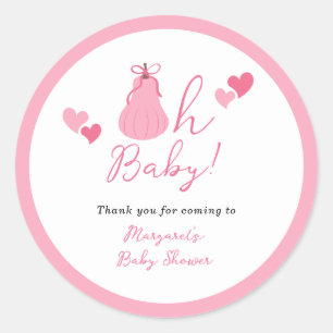 Oh Baby Pumpkin Bow Girl Baby Dusche Danke Runder Aufkleber