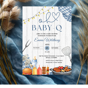 Oh Baby-Q Baby Shower Boy Rustic GRILLEN Einladung