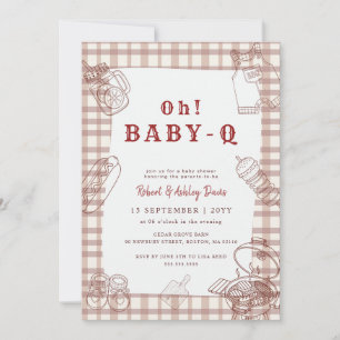 Oh Baby Q Karo Gingham BBQ Baby Shower Einladung
