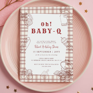 Oh Baby Q Karo Gingham BBQ Baby Shower Einladung