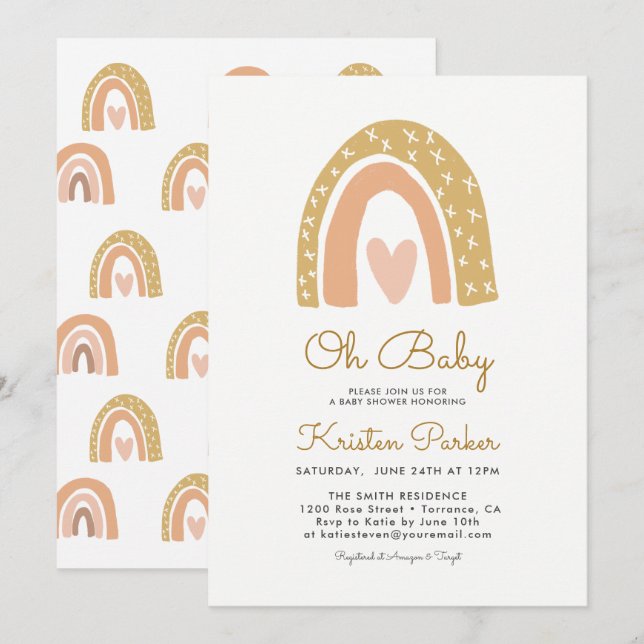 Oh Baby Rainbow Baby shower cartes d'invitation (Devant / Derrière)