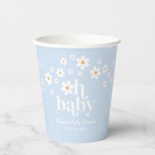 Oh Baby! Retro Daisy blaue Baby Shower Papierbeche Pappbecher