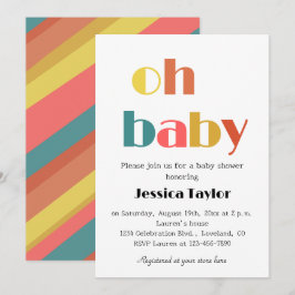 Oh Baby Retro Rainbow Baby Shower Einladung