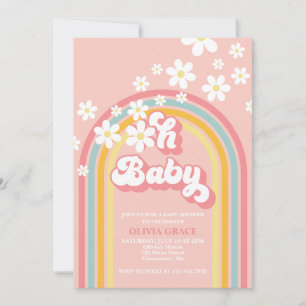 Oh Baby Retro-Regenbogen-Gänseblümchen-Baby-Party Einladung