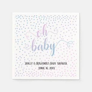 "Oh Baby!" Rosa blauer Konfetti, Namen und Datum Serviette