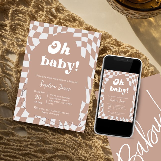 Oh, Baby! rosa geprüft | Gingham | Babydusche I Einladung (Von Creator hochgeladen)