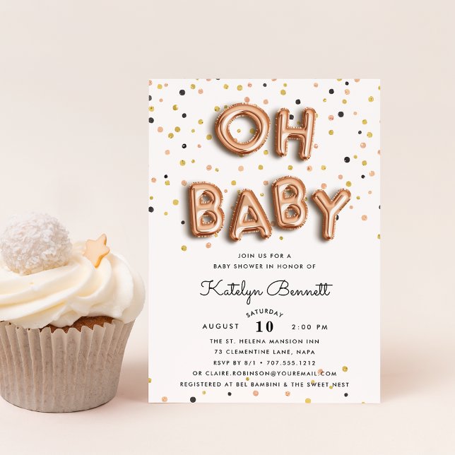 Oh Baby | Rose Gold Baby Dusche Einladung (Von Creator hochgeladen)