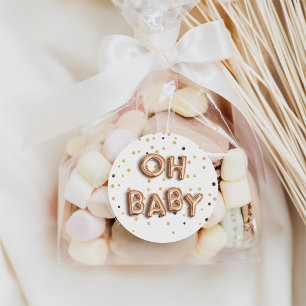Oh Baby   Rose Gold Baby Dusche Runder Aufkleber